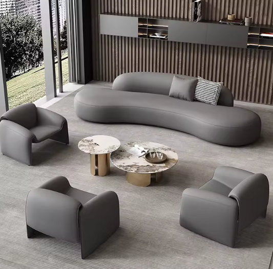 Grey Modern European Sectional Sofa Set Circular Arc
