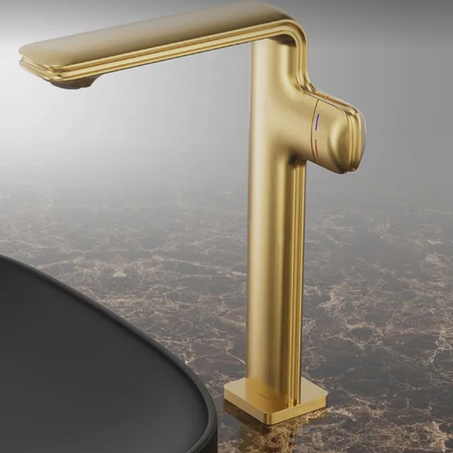 Luxury Brushed Gold Brass Bathroom Faucet – Single Handle Basin Mixer Tap