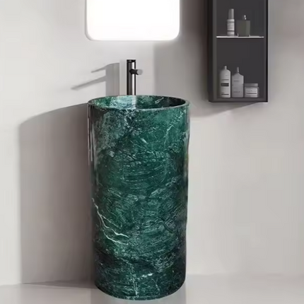 Modern Green Marble Pedestal Basin – Standing Hand Wash Sink