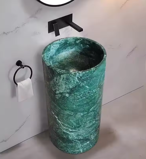 Modern Green Marble Pedestal Basin – Standing Hand Wash Sink