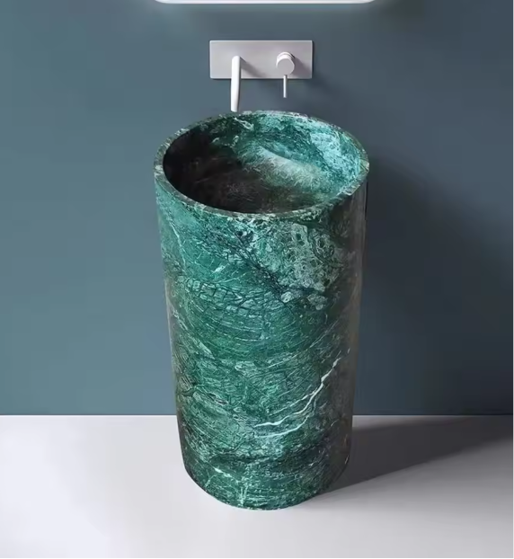 Modern Green Marble Pedestal Basin – Standing Hand Wash Sink