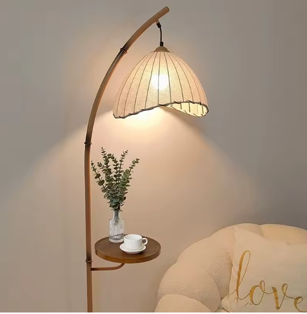 Minimalist Floor Lamp with Marble Base & Iron Frame