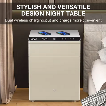 ISO Certified Solid Steel Vault Safe Box with Fingerprint Lock & Dual Wireless Charging