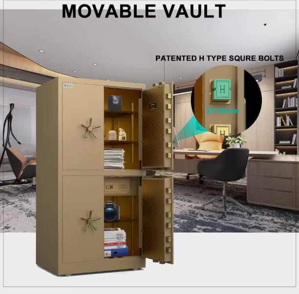 ISO-Certified Luxury Fingerprint Vault Safe – Dual Alarm 4-Door Movable Solid Steel Security Safe