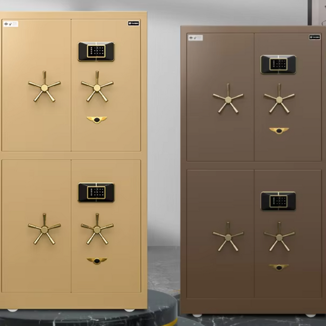 ISO-Certified Luxury Fingerprint Vault Safe – Dual Alarm 4-Door Movable Solid Steel Security Safe