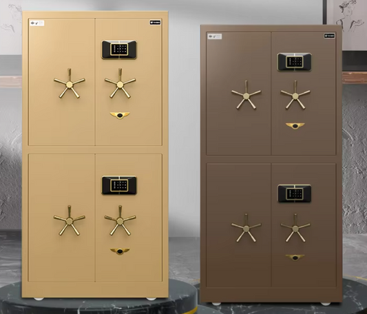 ISO-Certified Luxury Fingerprint Vault Safe – Dual Alarm 4-Door Movable Solid Steel Security Safe