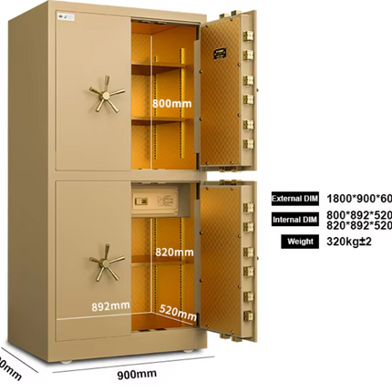 ISO-zertifizierter Luxus-Fingerabdrucktresor – Doppelalarm, 4-türiger, beweglicher Sicherheitstresor aus massivem Stahl 