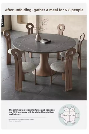 Sintered Stone Dining Table Set – Foldable Round Table for 6 to 8-Seater