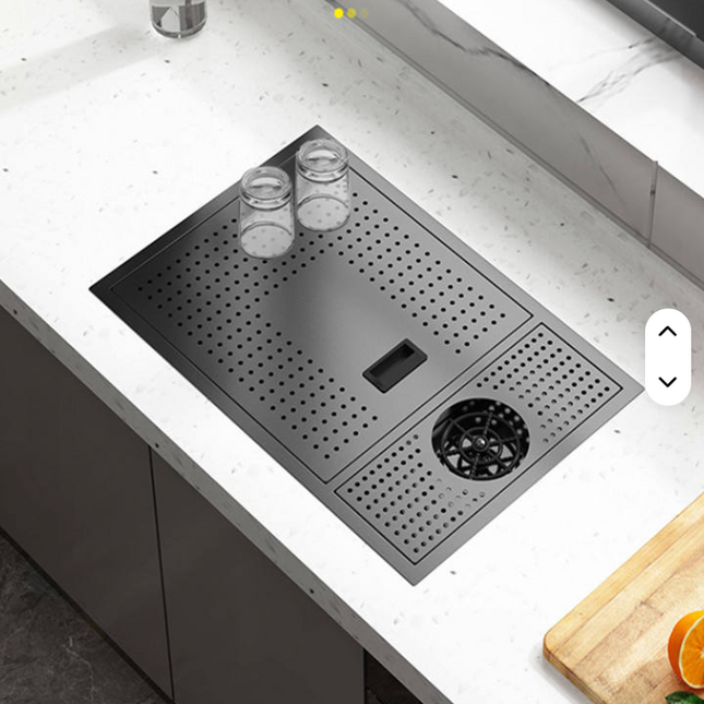 Évier de cuisine de luxe en acier inoxydable 304 noir à tablier Nano – Bac unique avec égouttoir | Finition Nano PVD