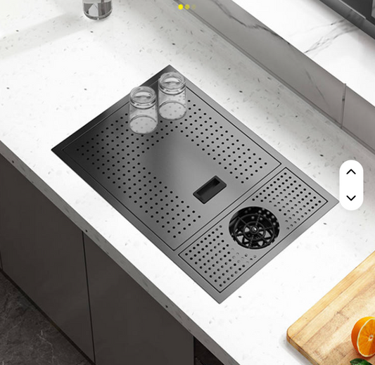 Luxury 304 Stainless Steel Black Nano Apron Front Kitchen Sink – Single Bowl Draining Sink | PVD Nano Finish