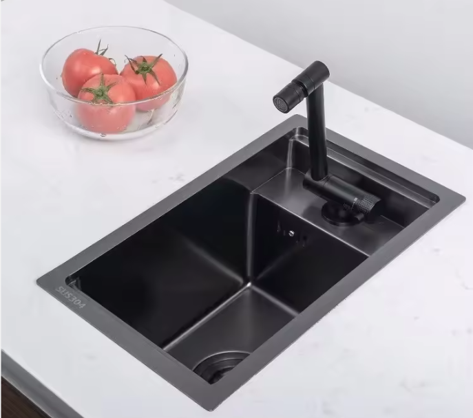 Black Undermount 304 Stainless Steel Workstation Kitchen Sink – 680×460mm