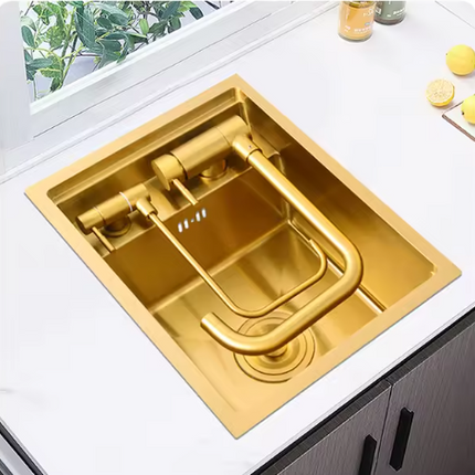 Gold Undermount 304 Stainless Steel Workstation Kitchen Sink – 680×460mm