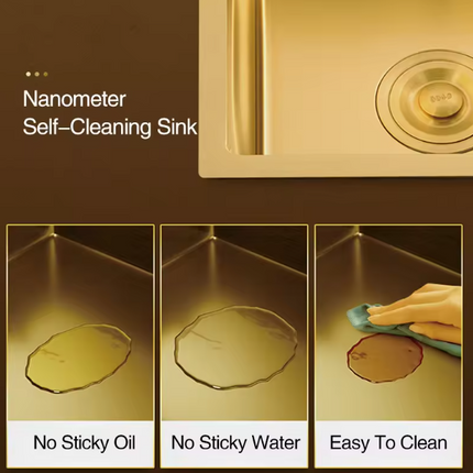 Gold Undermount 304 Stainless Steel Workstation Kitchen Sink – 680×460mm