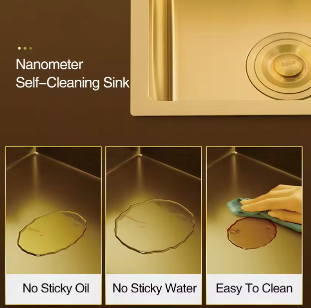 Gold Undermount 304 Stainless Steel Workstation Kitchen Sink – 680×460mm