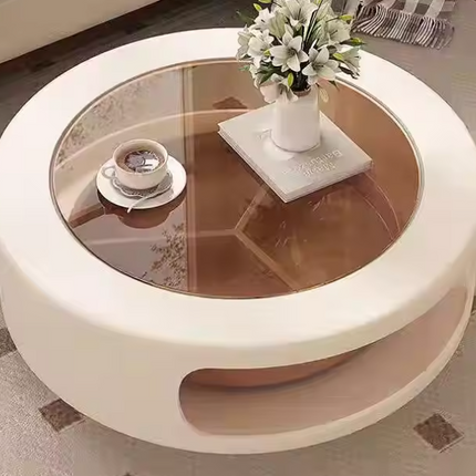 Minimalist Round Coffee Table – Modern Luxury Living Room Table with Customizable Materials