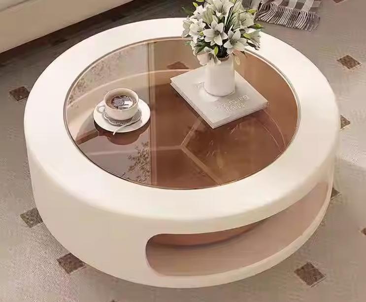 Minimalist Round Coffee Table – Modern Luxury Living Room Table with Customizable Materials