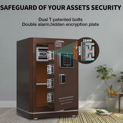 ISO-Certified Solid Steel Safe Box – Patented Double T Bolts, Glossy Finish, Digital Fingerprint Lock