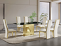Modern Gold Luxury Dining Table – 201 Stainless Steel & Tempered Glass