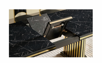 Modern Black & Gold Extendable Dining Table - Contemporary Style