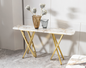 Modern White & Gold Console Table - Elegant Entryway Accent