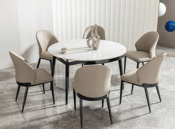 Modern Black and Champagne Combo Extendable Dining Table - Sintered Stone Top