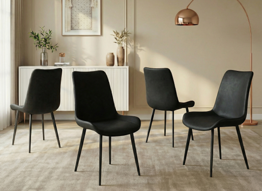 Modern Black PU Dining Chair - Carbon Steel Frame