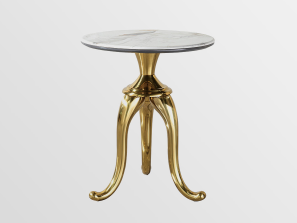 Elegant Marble & Gold Accent Table - Round Side Table