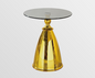 Modern Glass & Gold Accent Table - Round Side Table with Iron Base