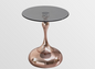 Modern Glass Rosegold & Gold Accent Table - Round Side Table with Iron Base