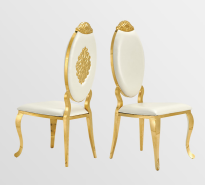 Ornate White & Gold Dining Chair - Elegant Accent Chair