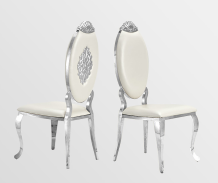 Elegant White & Silver Dining Chair - Ornate Accent Chair