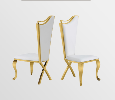 Modern White & Gold Dining Chair - Cross-Back Accent Chair