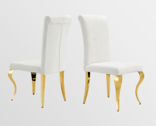 Elegant White Fabric & Gold Dining Chair - Modern Luxe Style