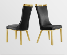 Modern Black & Gold Dining Chair - Sleek Fabric Accent Chair