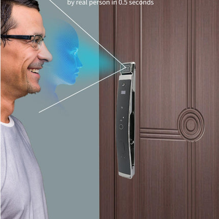 Fully Automatic Face Recognition Smart Digital Door Lock with Fingerprint Rosegold Door Knob