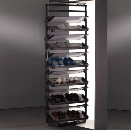 Rotating Shoe Rack Organizer soft Slider  Black 12 layer 360 Degree