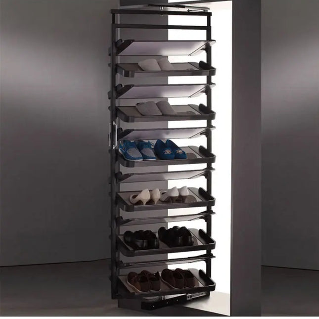 Rotating Shoe Rack Organizer soft Slider  Black 12 layer 360 Degree