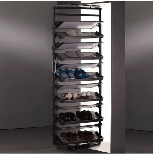 Rotating Shoe Rack Organizer soft Slider  Black 12 layer 360 Degree