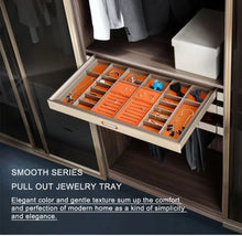 Load image into Gallery viewer, Pullout Jewelry Organizer for Wardrobe Cabinet Pullout Soft Slide Tray PU Leather
