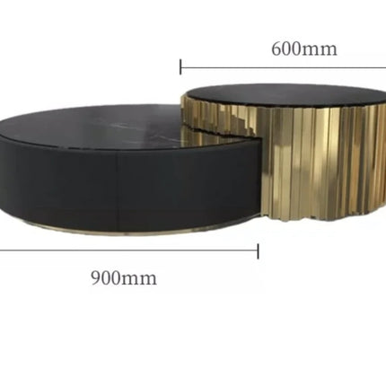 Luxury European Coffee Table Hotel Black and Gold Stainless. Steel Center Table