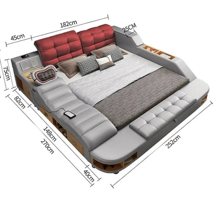Smart Bed Complete Set with Projector and Bluetooth Speaker, Safety Box Bedframe Set with Foam