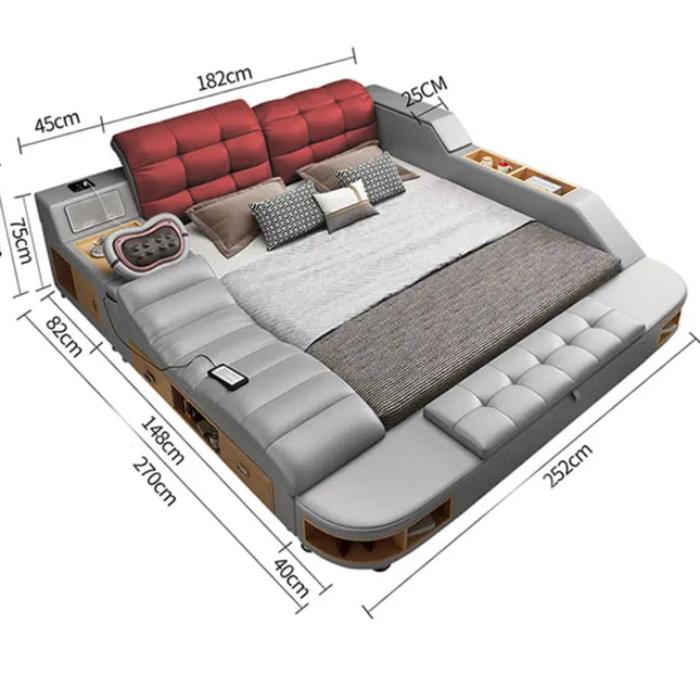 Smart Bed Complete Set with Projector and Bluetooth Speaker, Safety Box Bedframe Set with Foam