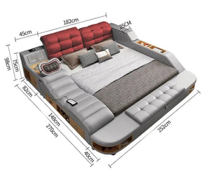 Smart Bed Complete Set with Projector and Bluetooth Speaker, Safety Box Bedframe Set with Foam