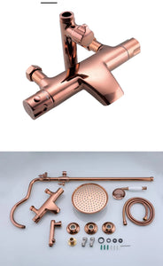 Rosegold Slim Rainfall Shower Hot and Cold Line Brass Copper