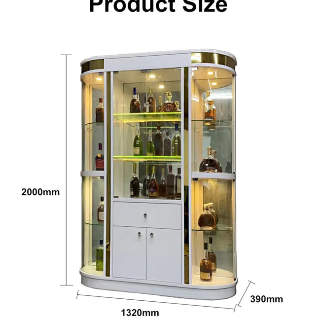 Luxury Office Glass Wine Cabinet Display Rack Electroplated Stainless Steel