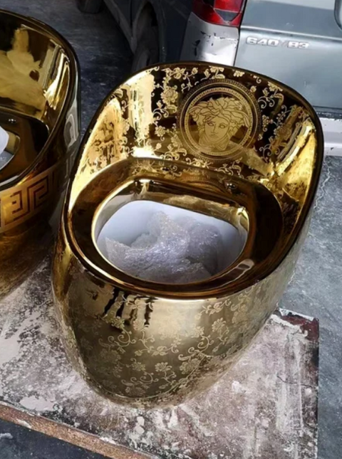 Golden Egg Toilet Bowl Electroplated  High End Dubai Luxury