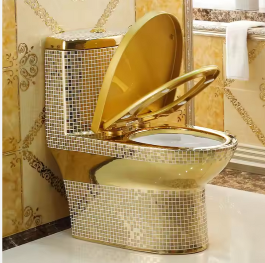 Gold Toilet Bowl Striped Style Luxury Modern Electroplated