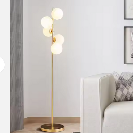 Modern Standing Floor Lamp Glass Ball Vertical White Gold