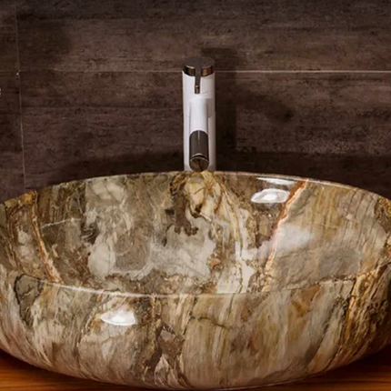 Modern Style Edition Brown Marble Bathroom Sink