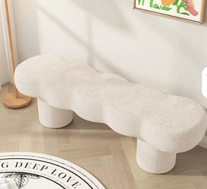Modern Cashmere-Style Upholstered Ottoman Stool – Long Sofa Bench for Bedroom, Bedside, Living Room, or Entryway Shoe Changing